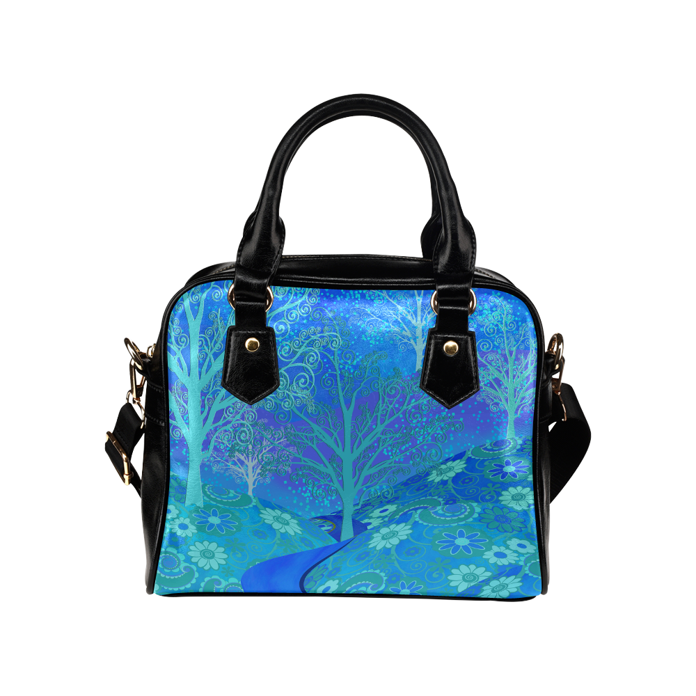 Shoulderbag Handbag Colorful Print Blue Forest Flower Purse by Juleez Shoulder Handbag (Model 1634)