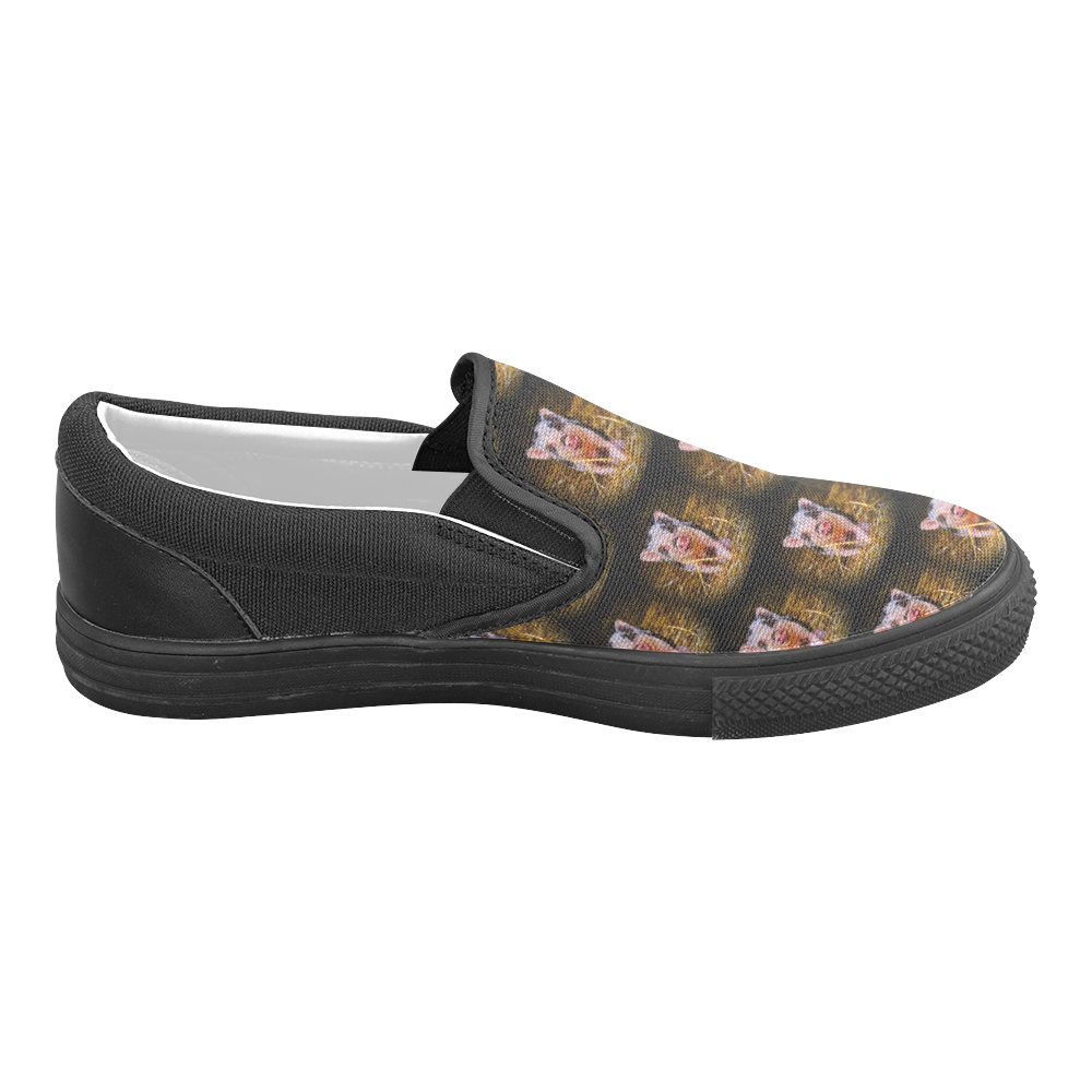 cute animal drops - piglet by JamColors Men's Slip-on Canvas Shoes (Model 019)