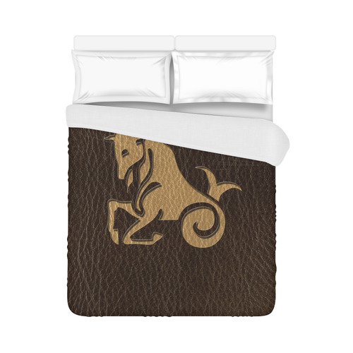 Leather-Look Zodiac Capricorn Duvet Cover 86"x70" ( All-over-print)