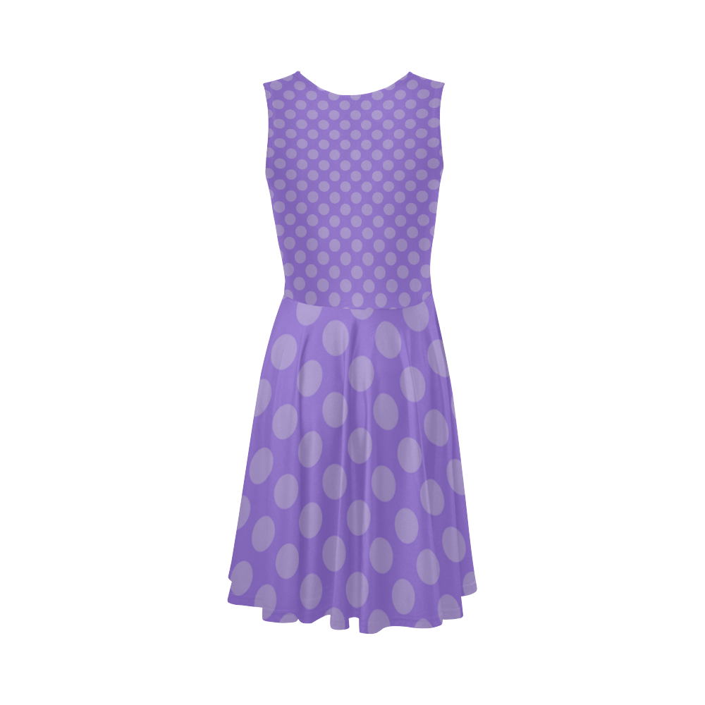 Lilac Polka Dots Sleeveless Ice Skater Dress (D19)