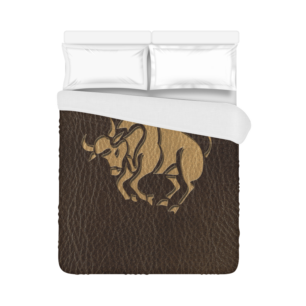 Leather-Look Zodiac Taurus Duvet Cover 86"x70" ( All-over-print)