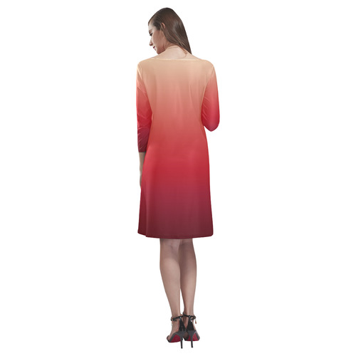 Red Ombre Gradient Rhea Loose Round Neck Dress(Model D22)