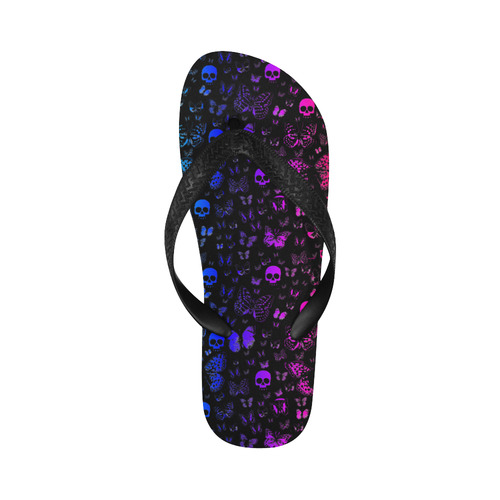 Colorful Skulls & Butterflies Flip Flops for Men/Women (Model 040)