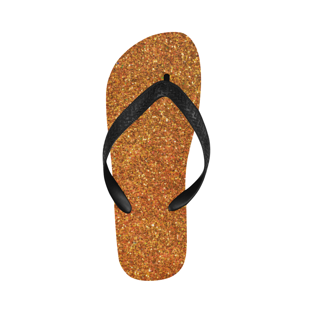 gold glitter Flip Flops for Men/Women (Model 040)