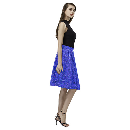 blue glitter Melete Pleated Midi Skirt (Model D15)