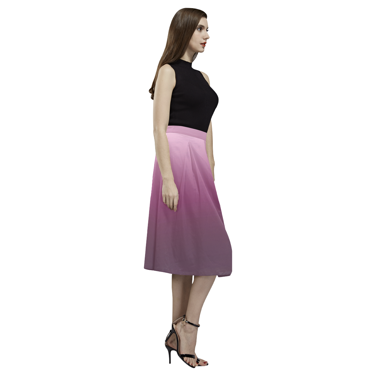 Purple Ombre Gradient Aoede Crepe Skirt (Model D16)