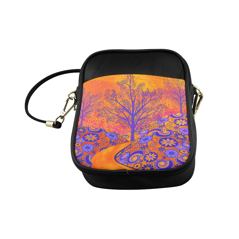 Handbag Sling Bag Purse Sunset Park Trees Colorful Art Sling Bag (Model 1627)