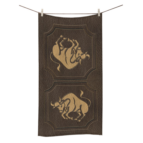 Leather-Look Zodiac Taurus Bath Towel 30"x56"
