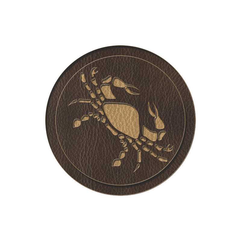 Leather-Look Zodiac Cancer Round Mousepad