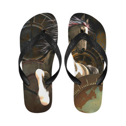 Steampunk, awesome horse with clocks and gears Flip Flops for Men/Women (Model 040)