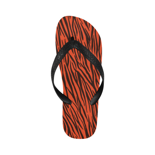 Orange  Zebra Stripes Fur Pattern Flip Flops for Men/Women (Model 040)