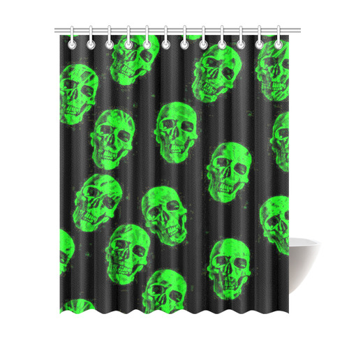 Hot Skulls, green by JamColors Shower Curtain 69"x84"
