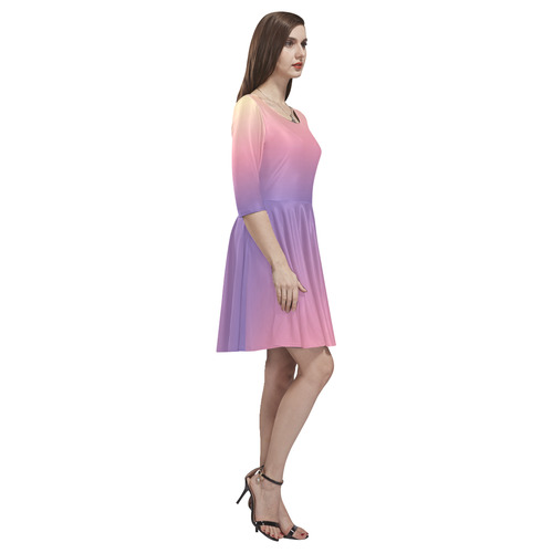 Pastel Ombre Gradient Tethys Half-Sleeve Skater Dress(Model D20)