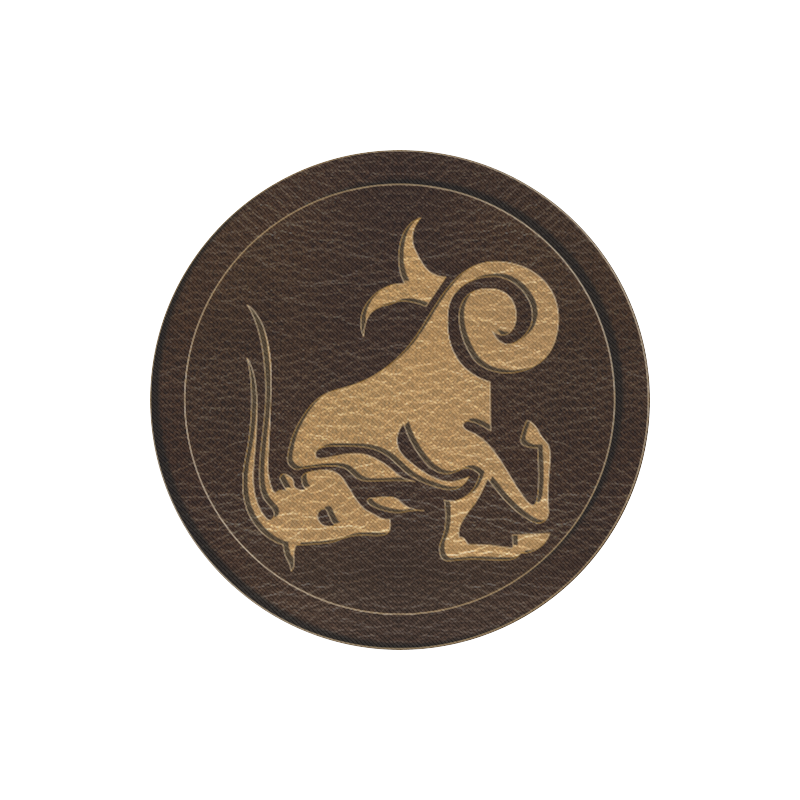 Leather-Look Zodiac Capricorn Round Mousepad