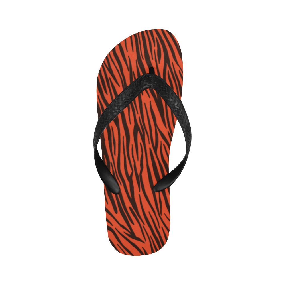 Orange  Zebra Stripes Fur Pattern Flip Flops for Men/Women (Model 040)