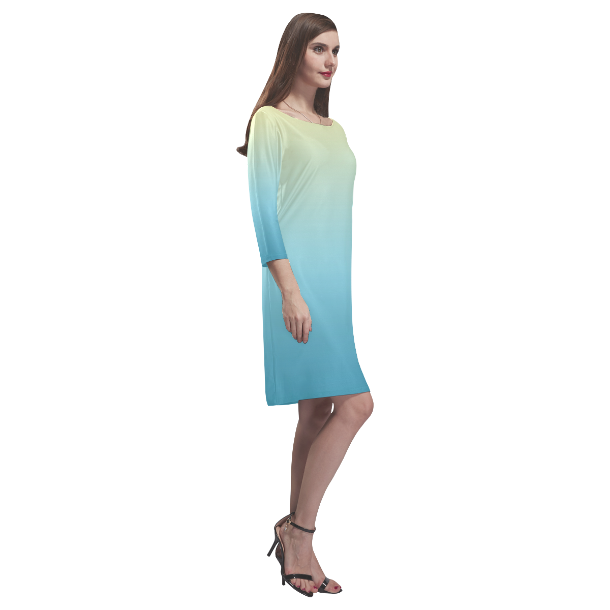 Pastel Ombre Gradient Rhea Loose Round Neck Dress(Model D22)