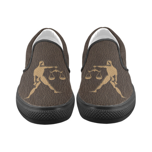 Leather-Look Zodiac Libra Slip-on Canvas Shoes for Kid (Model 019)
