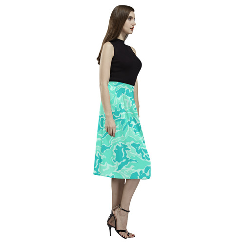 Turquosie  Camouflage Camo Aoede Crepe Skirt (Model D16)