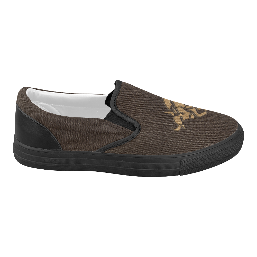 Leather-Look Zodiac Taurus Women's Slip-on Canvas Shoes (Model 019)