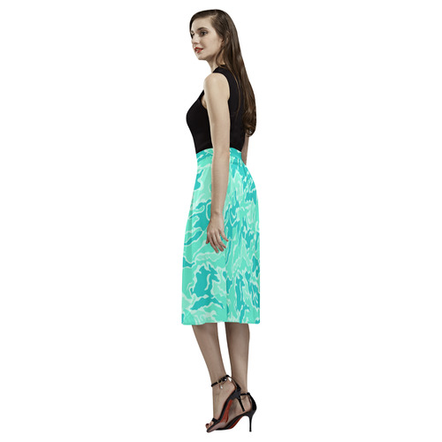 Turquosie  Camouflage Camo Aoede Crepe Skirt (Model D16)
