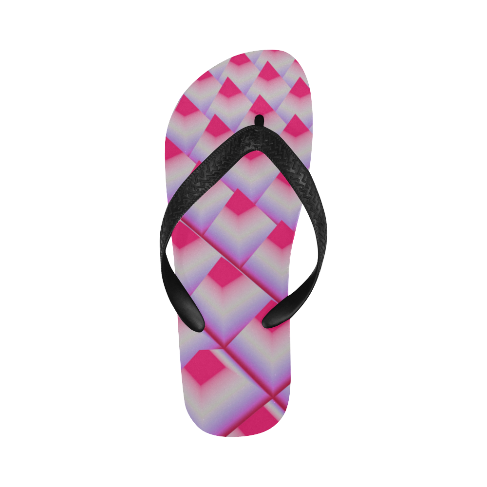 Glossy 3d Pink Pyramids Flip Flops for Men/Women (Model 040)