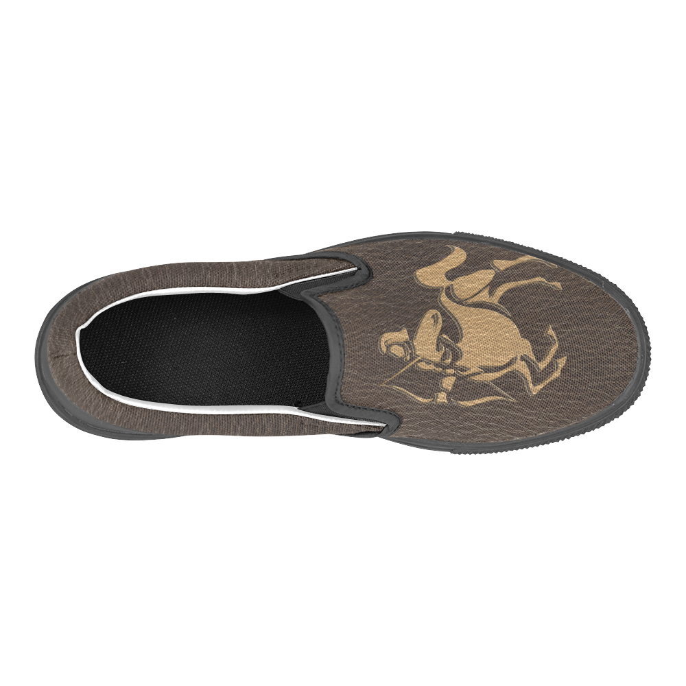 Leather-Look Zodiac Sagittarius Slip-on Canvas Shoes for Kid (Model 019)
