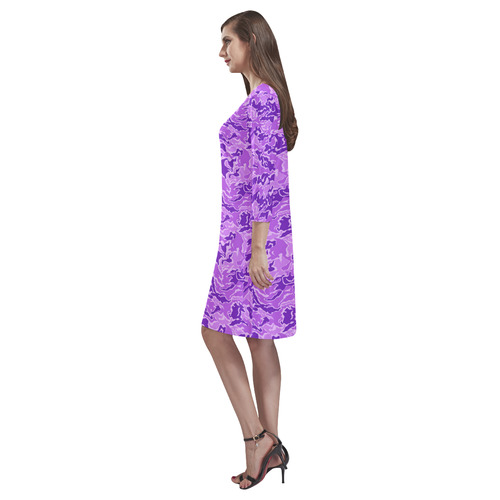 Purple  Camouflage Camo Rhea Loose Round Neck Dress(Model D22)