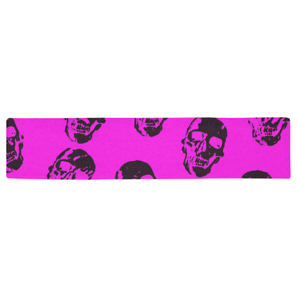 Hot Skulls,hot pink by JamColors Table Runner 16x72 inch
