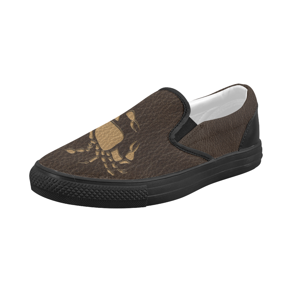Leather-Look Zodiac Cancer Women's Slip-on Canvas Shoes (Model 019)