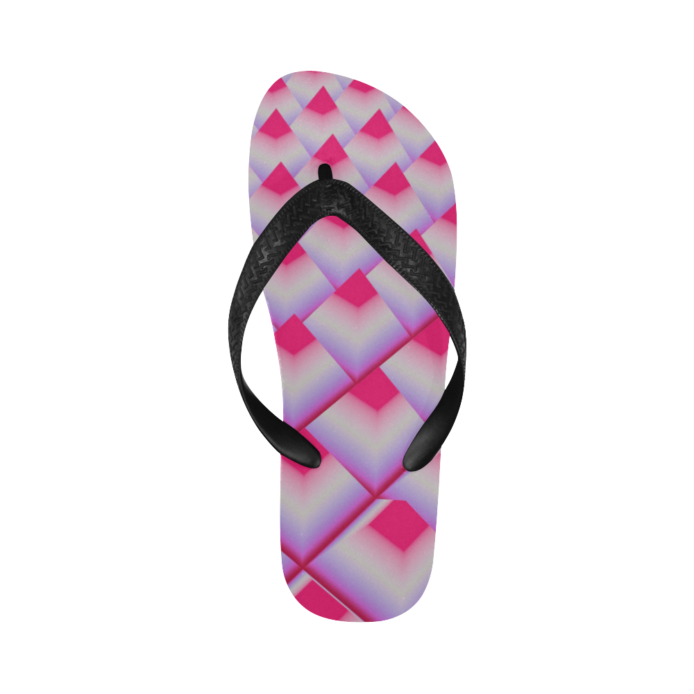Glossy 3d Pink Pyramids Flip Flops for Men/Women (Model 040)
