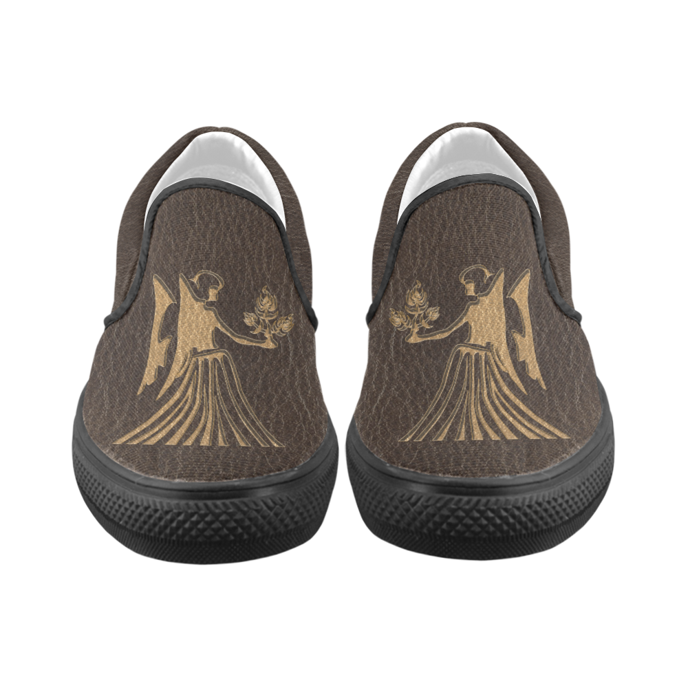 Leather-Look Zodiac Virgo Women's Slip-on Canvas Shoes (Model 019)