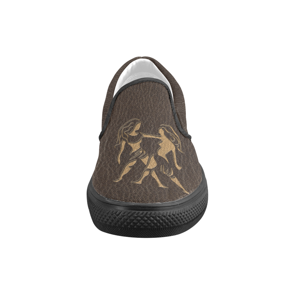 Leather-Look Zodiac Gemini Slip-on Canvas Shoes for Kid (Model 019)