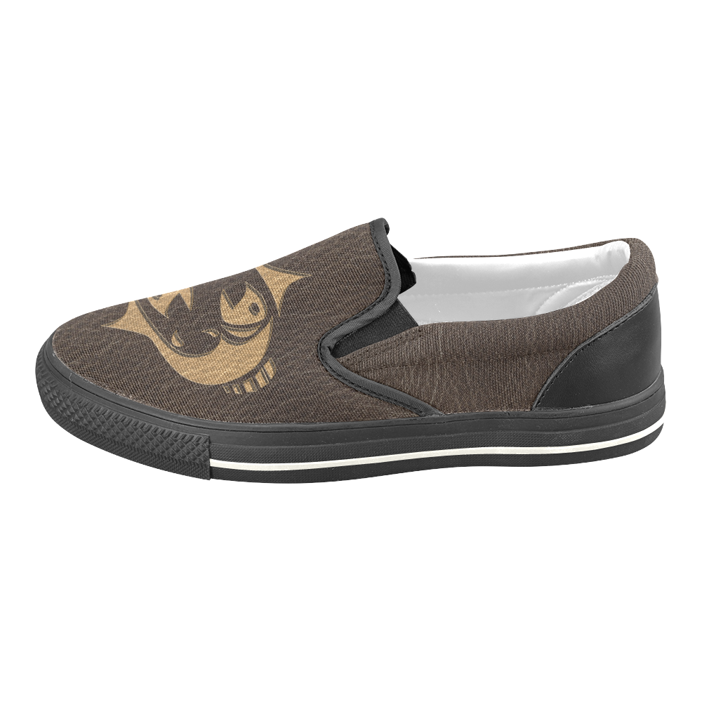 Leather-Look Zodiac Pisces Slip-on Canvas Shoes for Kid (Model 019)