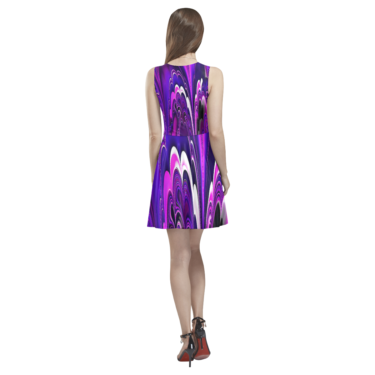 marbled fractal 417 B by JamColors Thea Sleeveless Skater Dress(Model D19)