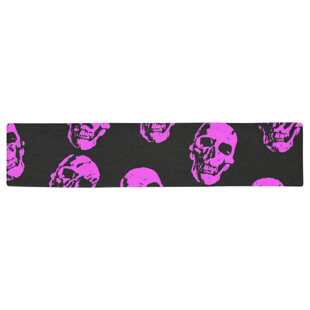 Hot Skulls, pink by JamColors Table Runner 16x72 inch