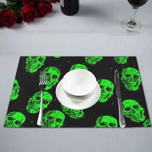 Hot Skulls, green by JamColors Placemat 12’’ x 18’’ (Set of 4)