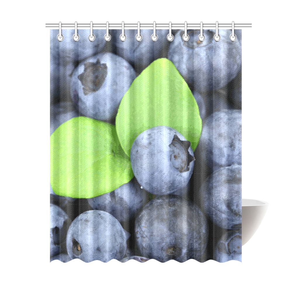 Blueberries Leaf Fruit Food Shower Curtain 69"x84"