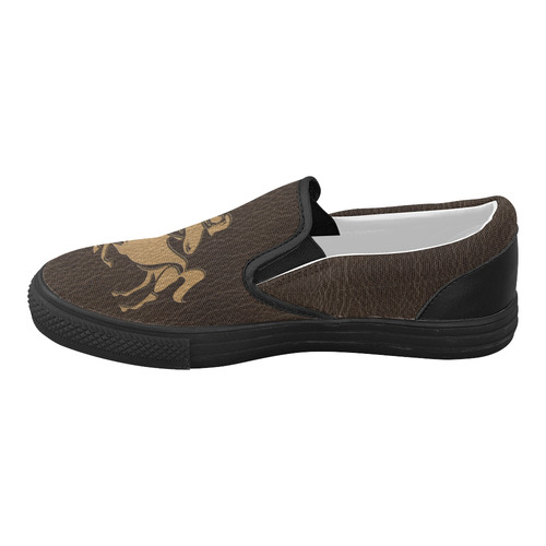 Leather-Look Zodiac Sagittarius Women's Slip-on Canvas Shoes (Model 019)