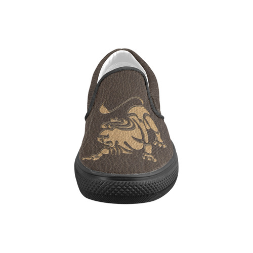 Leather-Look Zodiac Leo Slip-on Canvas Shoes for Kid (Model 019)