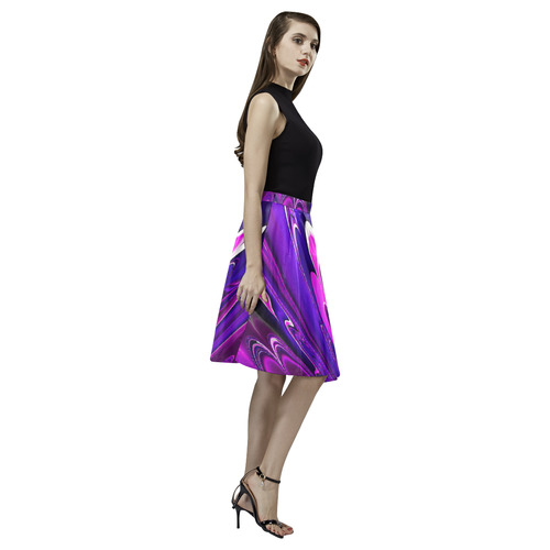 marbled fractal 417 B by JamColors Melete Pleated Midi Skirt (Model D15)
