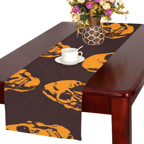 Hot Skulls,orange by JamColors Table Runner 16x72 inch