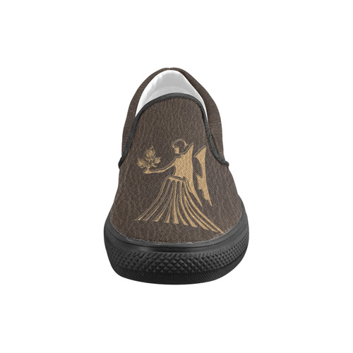 Leather-Look Zodiac Virgo Slip-on Canvas Shoes for Kid (Model 019)