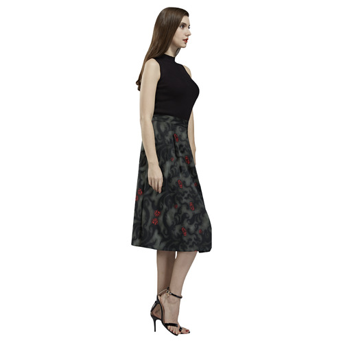Wrapped In Roses Gothic Art Aoede Crepe Skirt (Model D16)