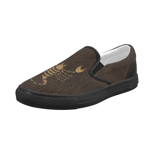 Leather-Look Zodiac Scorpio Women's Slip-on Canvas Shoes (Model 019)
