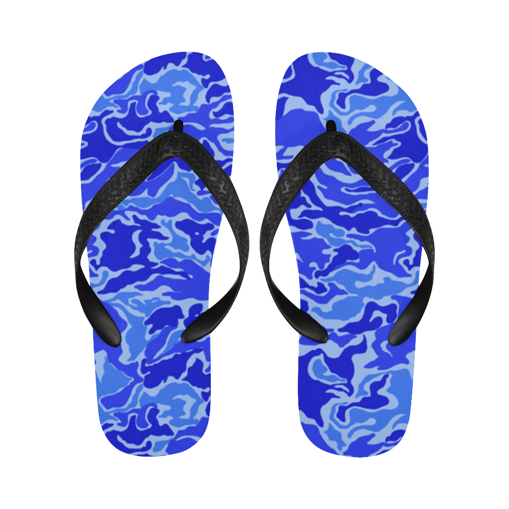 Blue Camouflage Camo Flip Flops for Men/Women (Model 040)