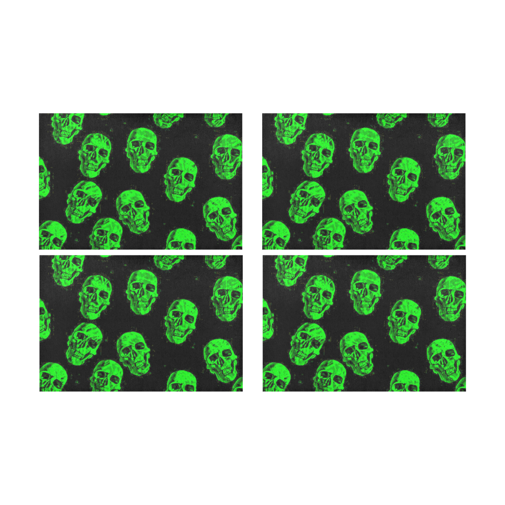 Hot Skulls, green by JamColors Placemat 12’’ x 18’’ (Set of 4)