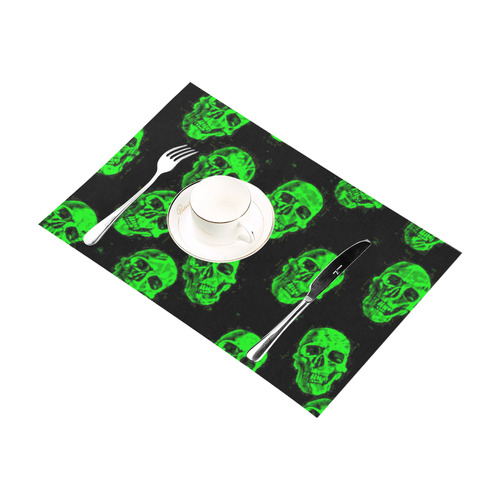 Hot Skulls, green by JamColors Placemat 12’’ x 18’’ (Set of 4)