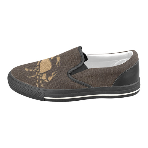 Leather-Look Zodiac Cancer Slip-on Canvas Shoes for Kid (Model 019)