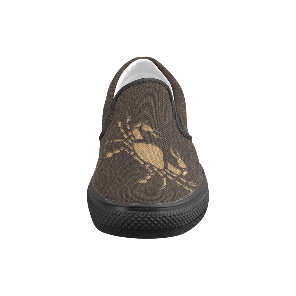 Leather-Look Zodiac Cancer Slip-on Canvas Shoes for Kid (Model 019)