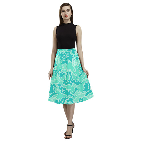 Turquosie  Camouflage Camo Aoede Crepe Skirt (Model D16)